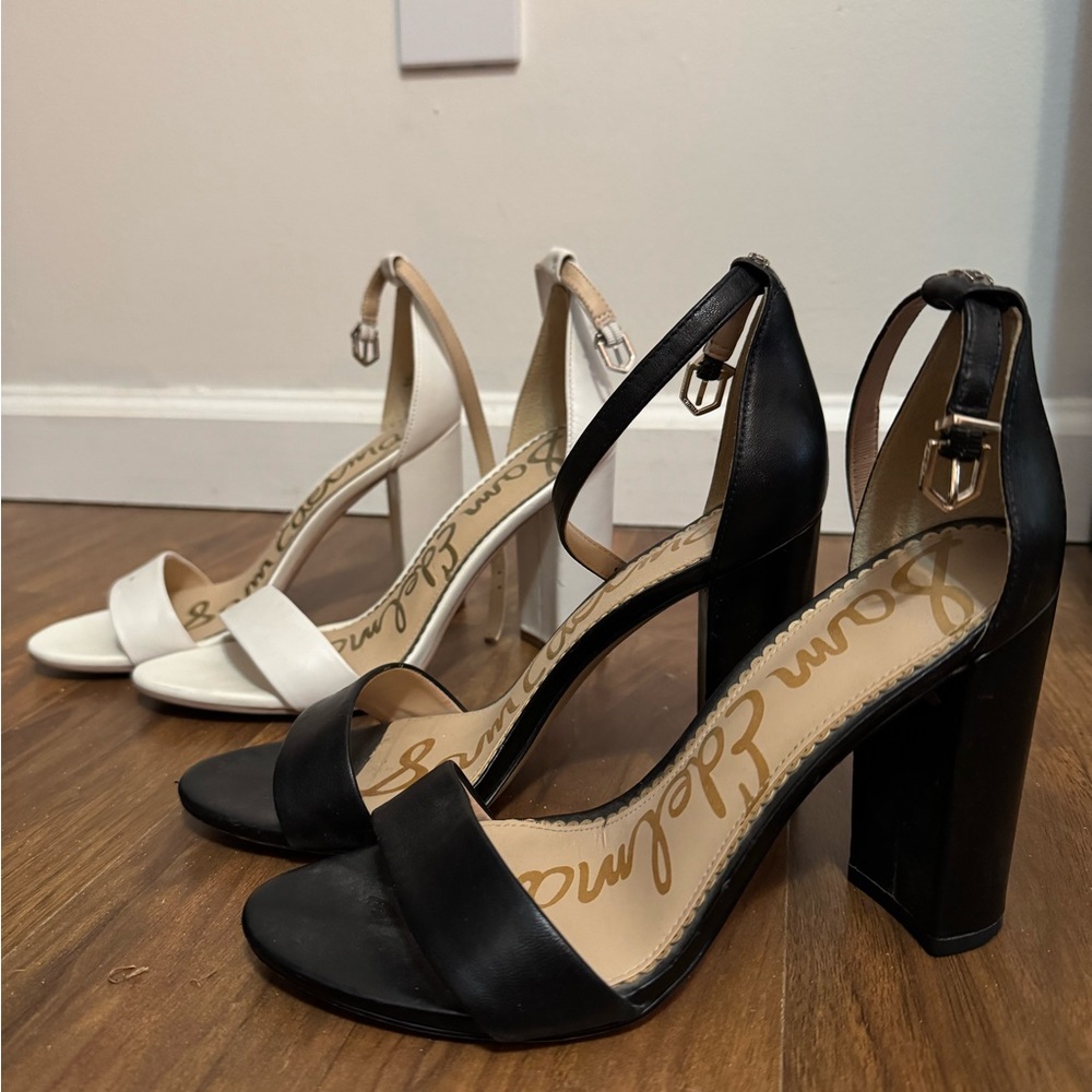 Black and White Sam Edelman Block Heel Sandals